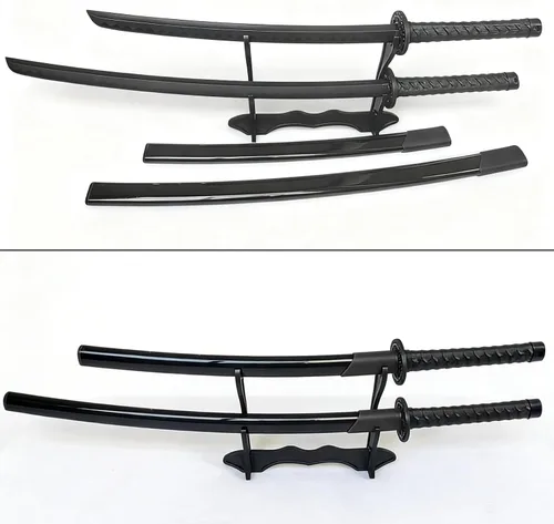 Miniatura 3 de 2PCS Polypropylene Plastic Training Martial Sword，Black Practice Katana Sword with Sheath，Training Katana for Practice，with Belt and Stand