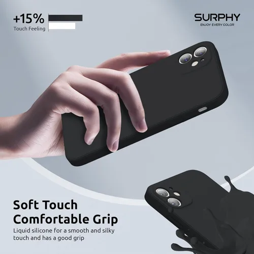 Miniatura 5 de SURPHY Diseño para iPhone 11 con protección de cámara, diseño delgado de borde recto, funda de silicona líquida para iPhone 11 de 6.1 pulgadas, negro