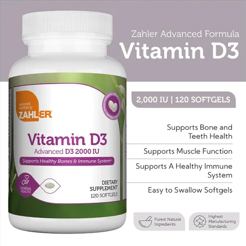 Miniatura 5 de Zahler - Cápsulas blandas avanzadas de vitamina D3 de 2000 UI (120 unidades) Kosher Apto para vegetarianos Vitamina D para apoyo inmunológico