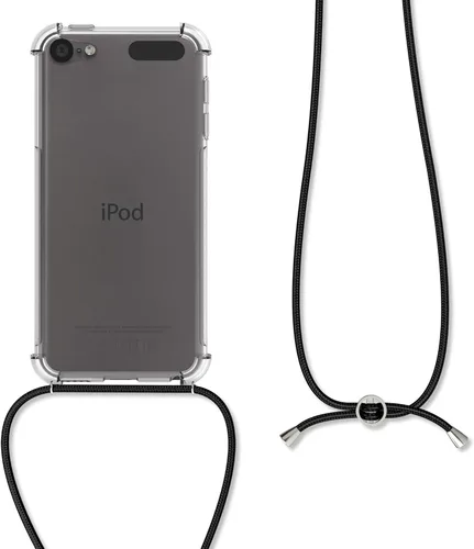 Miniatura 5 de kwmobile Funda cruzada compatible con Apple iPod Touch 6G / 7G (6ª y 7ª generación), funda de TPU transparente con correa para el cuello, negro