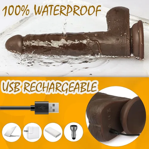 Miniatura 5 de Vibrador de empuje de 8.6 pulgadas con 5 rotaciones, 7 vibraciones vibratorias y calentadoras, juguete sexual para mujeres, pene telescópico