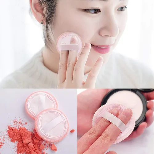 Miniatura 3 de 5 esponjas para polvo, aplicador de algodón redondo de maquillaje, soplo de aire con cinta, polvo facial para suelto y base, 3.15 pulgadas (naranja)