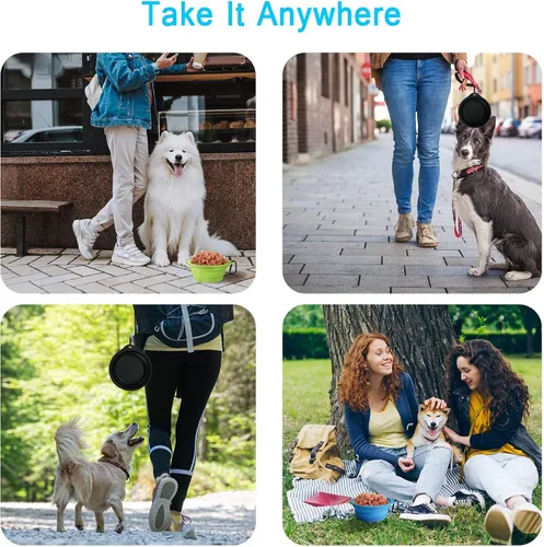 Miniatura 5 de PetBonus - 2 unidades de tazones plegables de silicona para perros, libres de BPA, aptos para lavavajillas, portátiles, plegables, expandibles