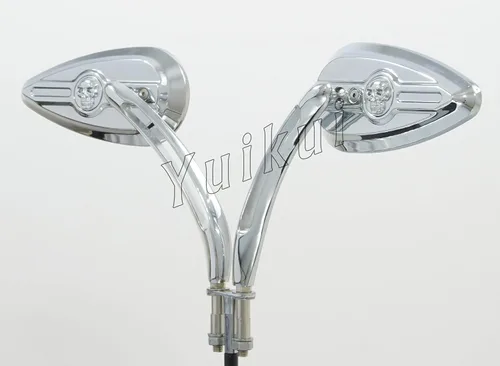 Miniatura 8 de Espejos universales cromados y negros con calavera para Yamaha FZ-09 2014-2017/FZ1 N 2006-2015/XSR