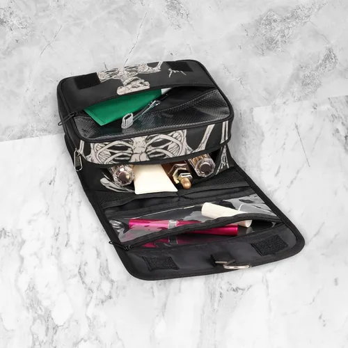 Miniatura 6 de AUUXVA Neceser colgante para mujer, bolsa de maquillaje de esqueleto de Halloween, bolsa de cosméticos para el día de los muertos, artículos