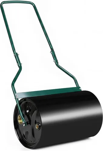 Miniatura 12 de Goplus - Rodillo de césped, de acero, con relleno de agua o arena, con mango en forma de U, para empujar/tirar/arrastrar, rodillo de césped