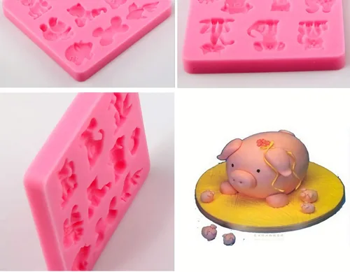 Miniatura 4 de 2 moldes de silicona para gatos, perros y zorros, de varias formas de animales de dibujos animados, moldes de grado alimenticio para fondant