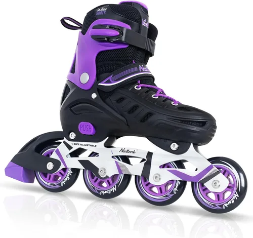 Nattork Patines en línea para niños y niñas, hombres y mujeres, 4 tamaños ajustables, cuchillas de patines de ruedas para principiantes para niños y