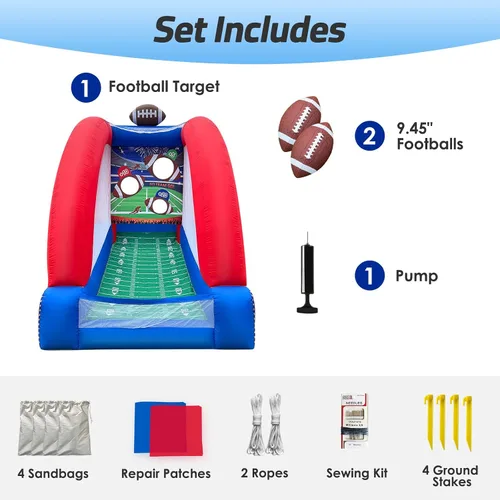 Miniatura 7 de Inflatable Football Toss Game with 2 Inflatable Footalls, Throwing Target Game, Football Target Practice for Outdoor Event, Carnival