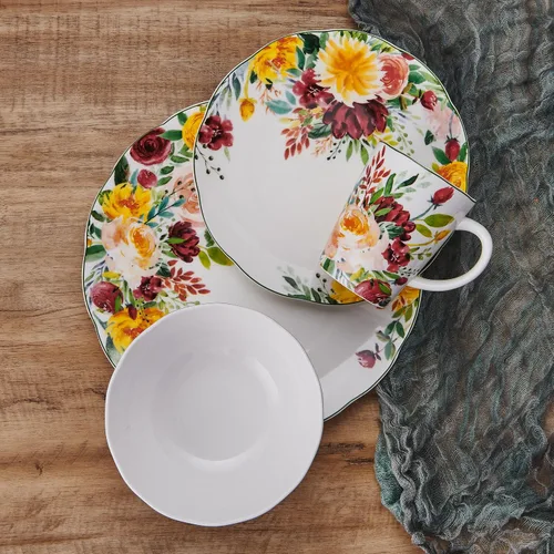 Miniatura 6 de Mikasa Clara Bone - Vajilla ligera de porcelana de 16 piezas, resistente a las astillas, servicio para 4