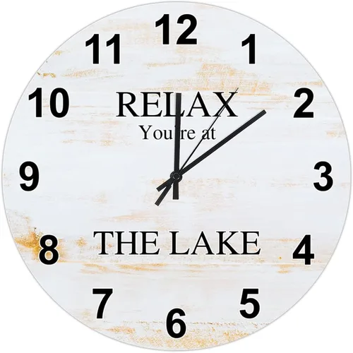 Miniatura 22 de UFunhome Reloj de pared de granja Lake Relax You're at The Lake Silent Non-Ticking Vintage Country reloj de grano de madera a pilas para el hogar