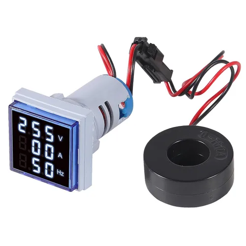 Alinan 3 en 1 60-500V 0-100A AC Digital Amperímetro Voltímetro, Pantalla de tubo digital cuadrado de 0.866 in con transformador, Detector de voltaje