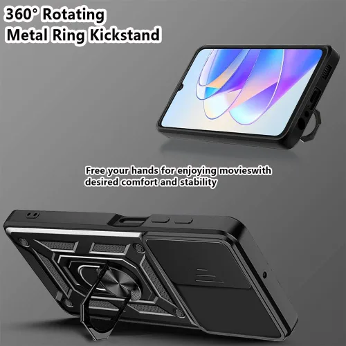 Miniatura 3 de ZMONE - Funda para teléfono Honor X7A con protector de pantalla de vidrio, [2 unidades] cubierta protectora de cámara deslizante integrada, funda