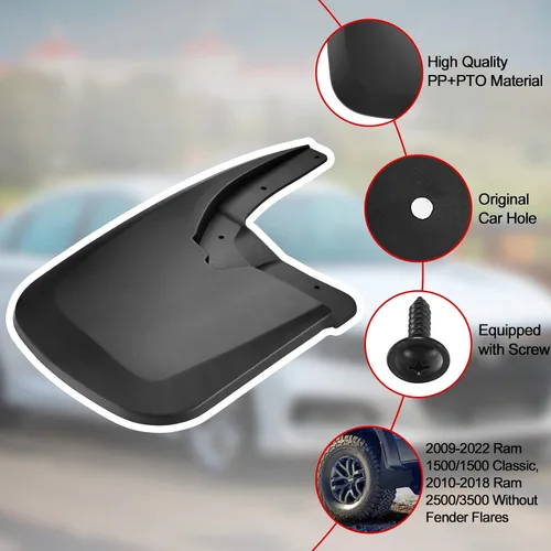 Miniatura 5 de BDFHYK Guardabarros Protectores contra Salpicaduras 4PCS Guardabarros Delanteros y Traseros Compatibles con Dodge Ram 1500 2500 3500 (2009-2022) Sin