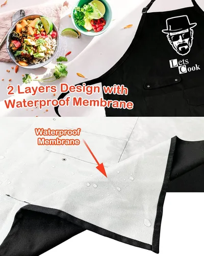 Miniatura 5 de Divertido delantal de chef de cocina con bolsillos, delantales de trabajo de cocina para barbacoa, regalos creativos de cumpleaños para papá Vamos a