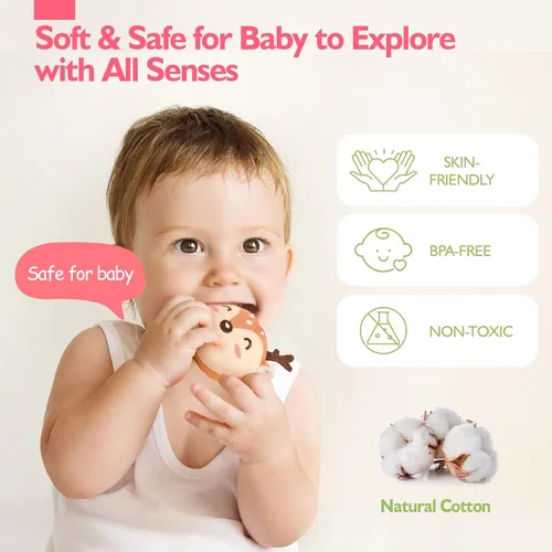 Miniatura 5 de hahaland Juguetes para bebés de 6 a 12 meses – Juguetes Montessori para niña de 6 meses, mi primera casa de hongos con animales rellenos
