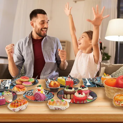 Miniatura 6 de SCIONE Juego de 96 platos y servilletas de videojuegos para fiestas, juego de vajilla para fiesta de videojuegos, decoración de fiesta
