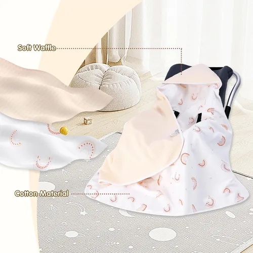Miniatura 3 de Miracle Baby Manta de asiento de automóvil para bebés, manta de gofre para bebés recién nacidos, doble capa, adecuada para todas las estaciones