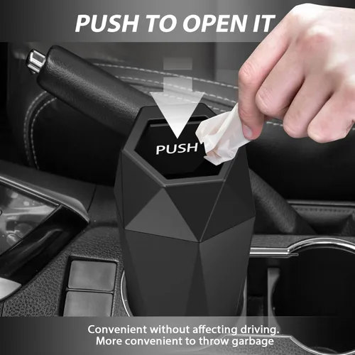 Miniatura 3 de Bote de basura para automóvil con tapa, 1 paquete de bote de basura para automóvil, a prueba de fugas, mini bote de basura para automóvil, hogar