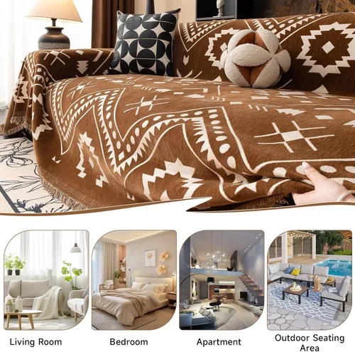 Miniatura 227 de VClife Fundas de sofá bohemio de felpilla para sofá seccional, fundas de sofá suaves y antideslizantes para sofá de 2 cojines, protector de muebles