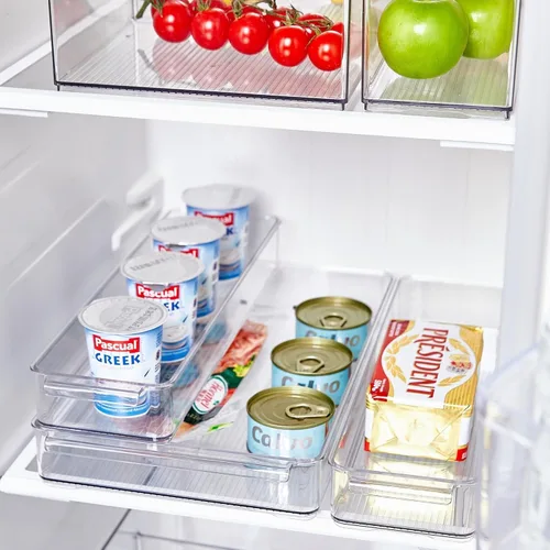 Miniatura 6 de vacane Organizador apilable para congelador, contenedor plano para queso rebanado con tapas, contenedores de almacenamiento para congelador, bandeja