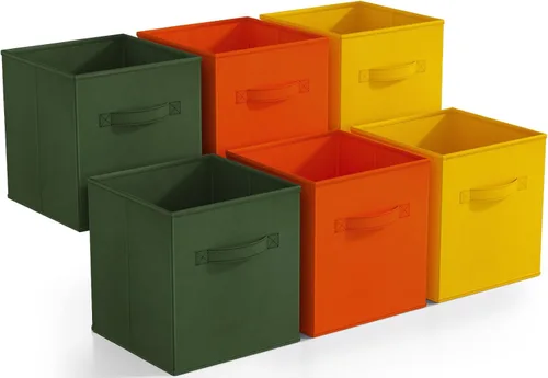 Sorbus Cubos de Almacenamiento Plegables - 6 Cestas de Tela para Organizar Despensa, Estante, Caja de Juguetes, Cubículo, Organizador de Armario -