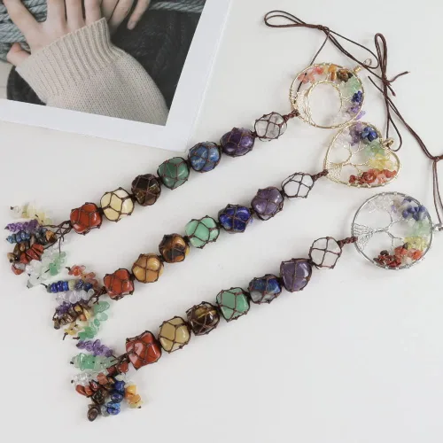 Miniatura 3 de Anjiucc Árbol de la vida de cristal curativo de 7 chakras para colgar en la pared, decoración de interiores, decoración de ventanas, meditación