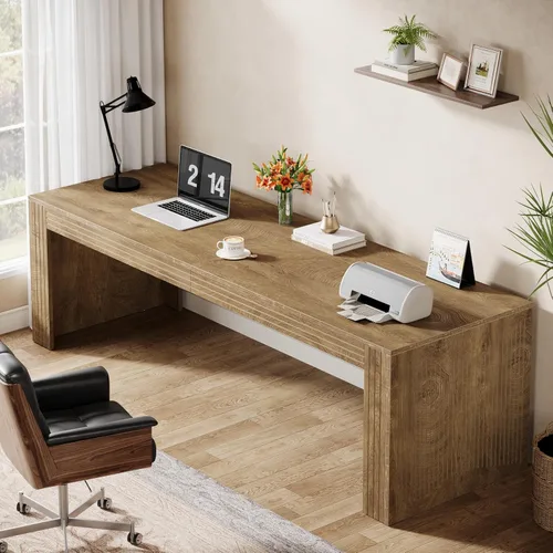 Miniatura 11 de Tribesigns 79-Inch Extra Long Desk, Two Person Double Desk for Home Office, Wooden Long Computer Desk Writing Table for Office, Coffee Brown