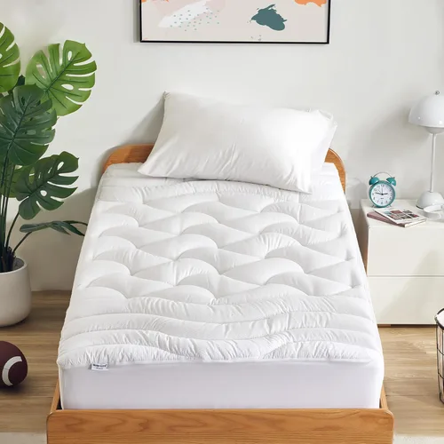 Miniatura 26 de SLEEP ZONE Cubrecolchón refrescante tamaño individual para cama individual, protector de colchón acolchado zonificado de primera calidad, funda Gris