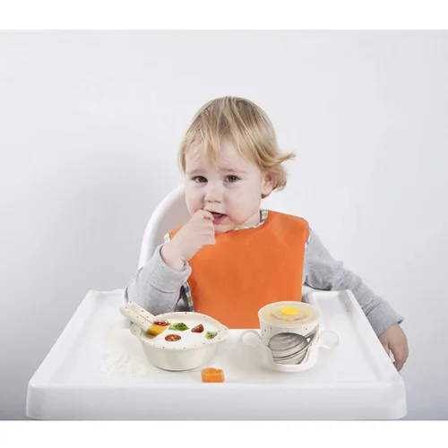 Miniatura 7 de shopwithgreen 7Pcs/Set Juego de vajilla de bambú para niños - Plato, cuenco, taza, cuchara y tenedor para niños, vajilla de dibujos animados, apto