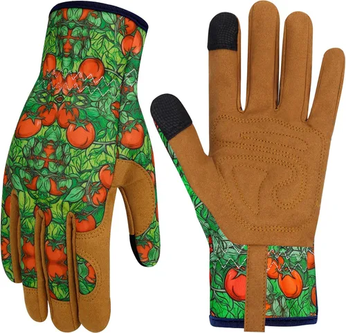 Miniatura 21 de Guantes de jardinería de cuero para mujer, guantes de jardín a prueba de espinas, guantes de trabajo para pantalla táctil, regalos