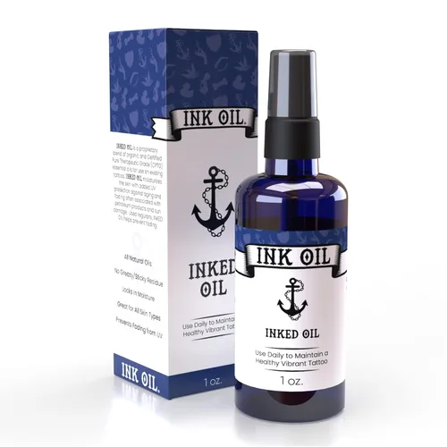 Ink Oil Aceite orgánico para tatuajes para curación, loción natural para cuidado posterior de tatuajes con aceites esenciales de grado terapéutico,