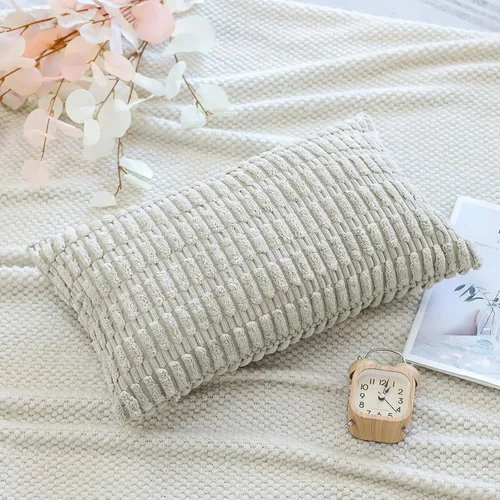 Miniatura 3 de OTOSTAR Fundas de Almohada Decorativas de Pana de 16 x 24 Pulgadas Súper Suaves Bohemias a Rayas Rectangulares Fundas de Cojín Modernas para Sofá