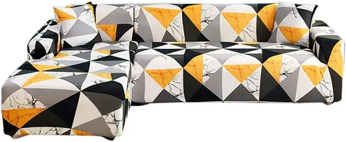 Miniatura 11 de HOTNIU Funda de sofá seccional de 2 piezas, funda elástica suave para sofá en forma de L, funda de sofá modular moderna con estampado para sala