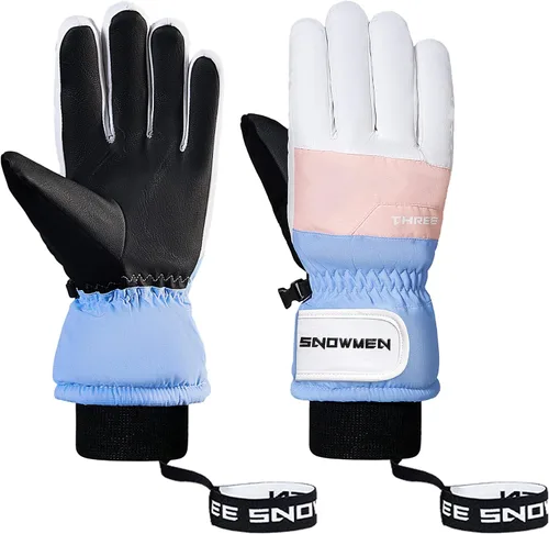 Zando Guantes de esquí, guantes de invierno, guantes de nieve para clima frío, guantes de snowboard, guantes térmicos impermeables para pantalla
