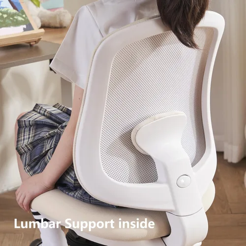 Miniatura 3 de Silla de escritorio, silla de estudio ergonómica para niños con soporte lumbar y reposapiés, altura ajustable, silla de oficina pequeña de malla