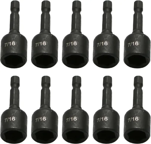 Miniatura 14 de TMAX Juego de 5 piezas de destornilladores magnéticos de acero S2 listo para impactos: 1/4 pulgadas, 5/16 pulgadas, 3/8 pulgadas, 7/16 pulgadas, 1/2