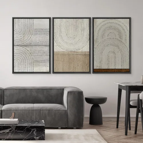 Miniatura 146 de SIGNWIN Lienzo enmarcado para pared, arte con pinceladas de flujo neutro en tonos beige abstractos, ilustraciones, arte moderno, decorativo