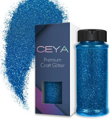 Ceya Polvo de purpurina ultra fina de 3.8 onzas/110g, Admiral Blue Crafts Glitter de 1/128 pulgadas, 0.008 pulgadas, 0.2mm para slime, resina epoxi,