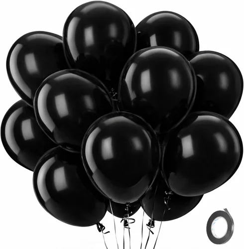 Miniatura 14 de Patimate Paquete de 150 globos negros de látex negro mate de 5 pulgadas para cumpleaños, graduación, jubilación, boda, aniversario, baby shower