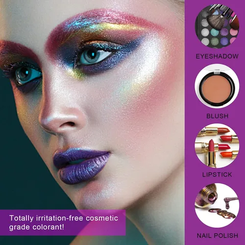 Miniatura 4 de Polvo de mica – Juego de 32 pigmentos de color de resina epoxi nacarada, pigmento natural de grado cosmético para tinte de jabón, brillo de labios