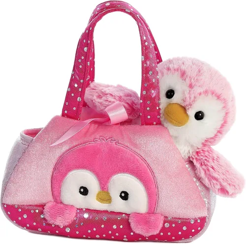 Aurora® - Animal de peluche Fashion Fancy Pals™ Pompom Penguin™, compañeros estés donde estés, accesorios elegantes, color rosa, 7 pulgadas