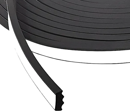 ESI Sello de goma de espuma EPDM rectangular acanalada (0.500 pulgadas de ancho x 0.187 pulgadas de alto) con cinta de transferencia acrílica 3M