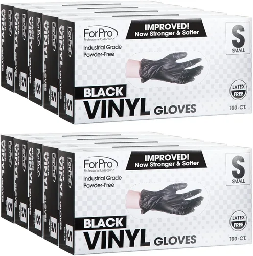 Miniatura 10 de ForPro Disposable Vinyl Gloves, Industrial Grade, Powder & Latex Free, Non-Sterile, Food Safe, 2.75 Mil Palm, 3.9 Mil Fingers Negro