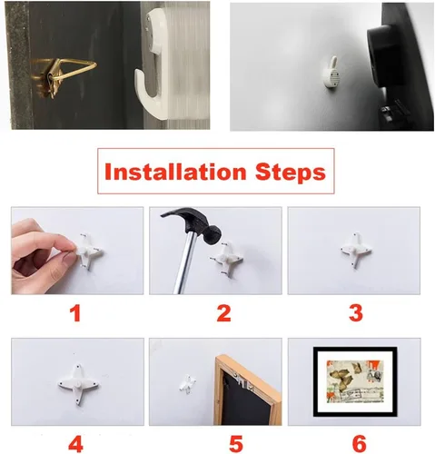Miniatura 5 de EuTengHao 43 tornillos invisibles para uñas, ganchos de pared sin rastro, ganchos de fotos sin rastro, ganchos de fotos para pared dura, ganchos