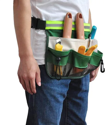 Miniatura 2 de Herramienta de jardinería para la cintura, cinturón resistente, delantal de trabajo de jardín con 7 bolsillos, bolsa de malla, organizador