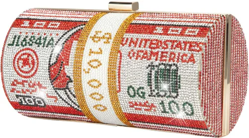 Bolso de mano con diamantes de imitación para mujer, bolsos de noche de cristal, monedero con diamantes brillantes para bodas y fiestas, Rojo1