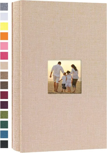 Miniatura 8 de potricher Álbum de fotos pequeño de 4 x 6 pulgadas, 200 fotos, cubierta de lino, libro de fotos para familia, boda, aniversario, bebé, vacaciones