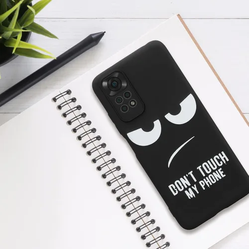 Miniatura 2 de kwmobile Funda de silicona TPU compatible con Xiaomi Redmi Note 11 / Note 11S - Funda suave - Don't Touch My Phone Blanco/Negro