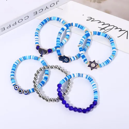 Miniatura 132 de Surfer Heishi - Pulseras apilables para mujer, apilables, de vinilo arcoíris, disco de arcilla, pulseras elásticas para la amistad, joyería bohemia